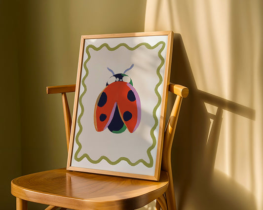 Lady Bird Colourful Art Print | Unframed