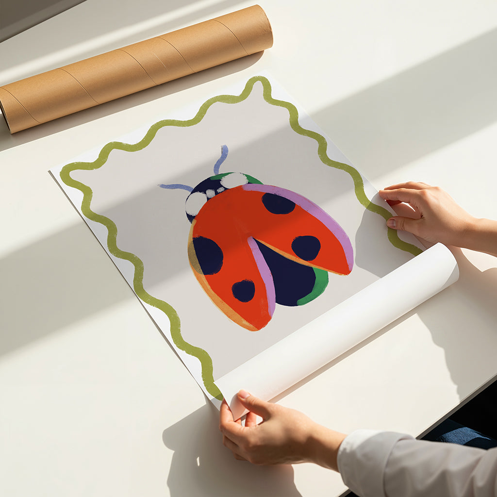 Lady Bird Colourful Art Print | Unframed