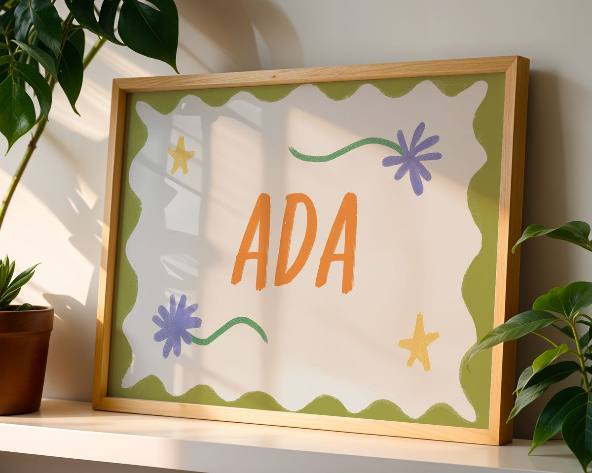 Custom Name Bright Colour Art Print | Unframed