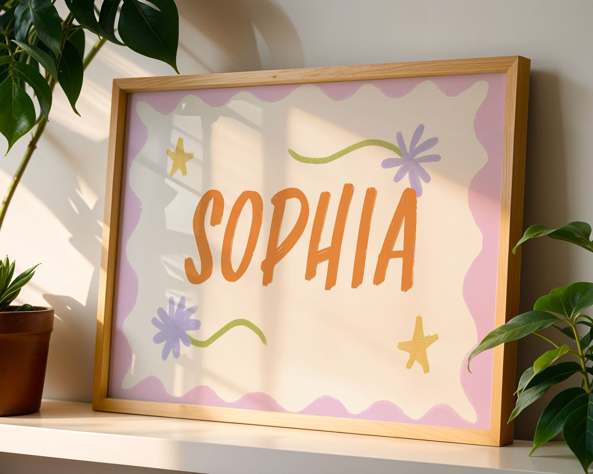 Custom Name Neutral Colour Art Print | Unframed