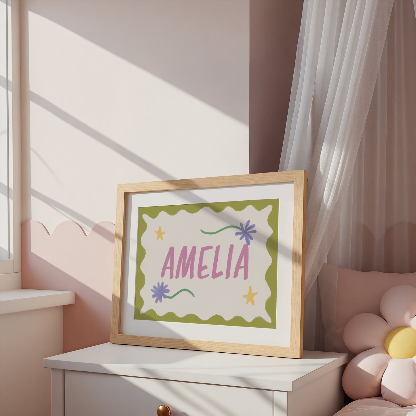 Custom Name Bright Colour Art Print | Unframed