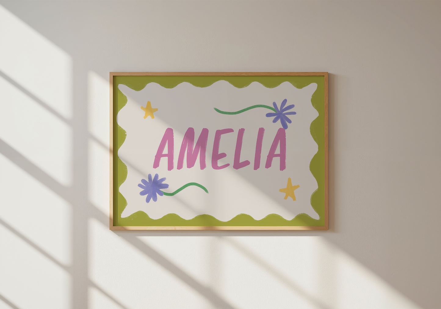 Custom Name Bright Colour Art Print | Unframed