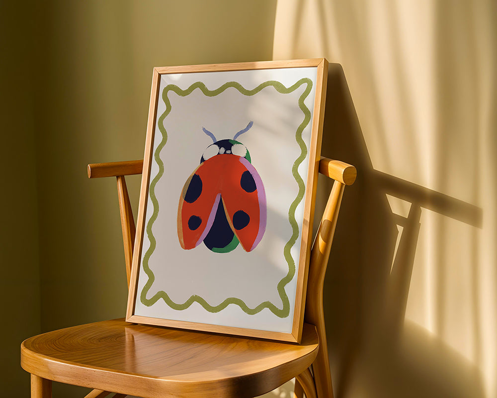 Lady Bird Colourful Art Print | Unframed