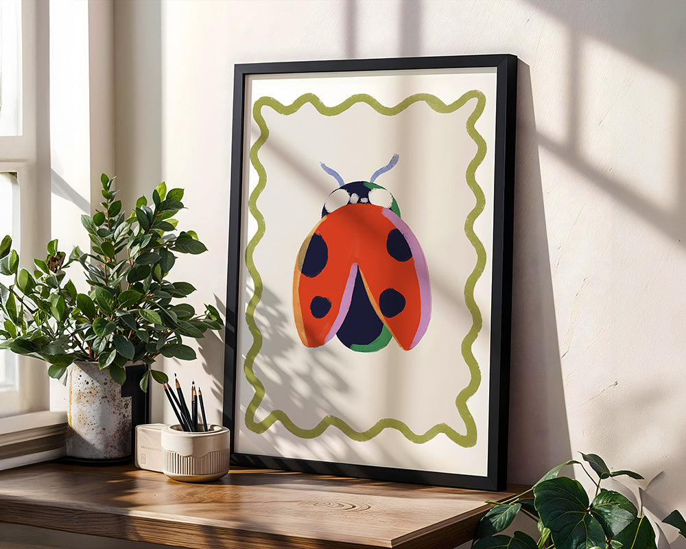 Lady Bird Colourful Art Print | Unframed