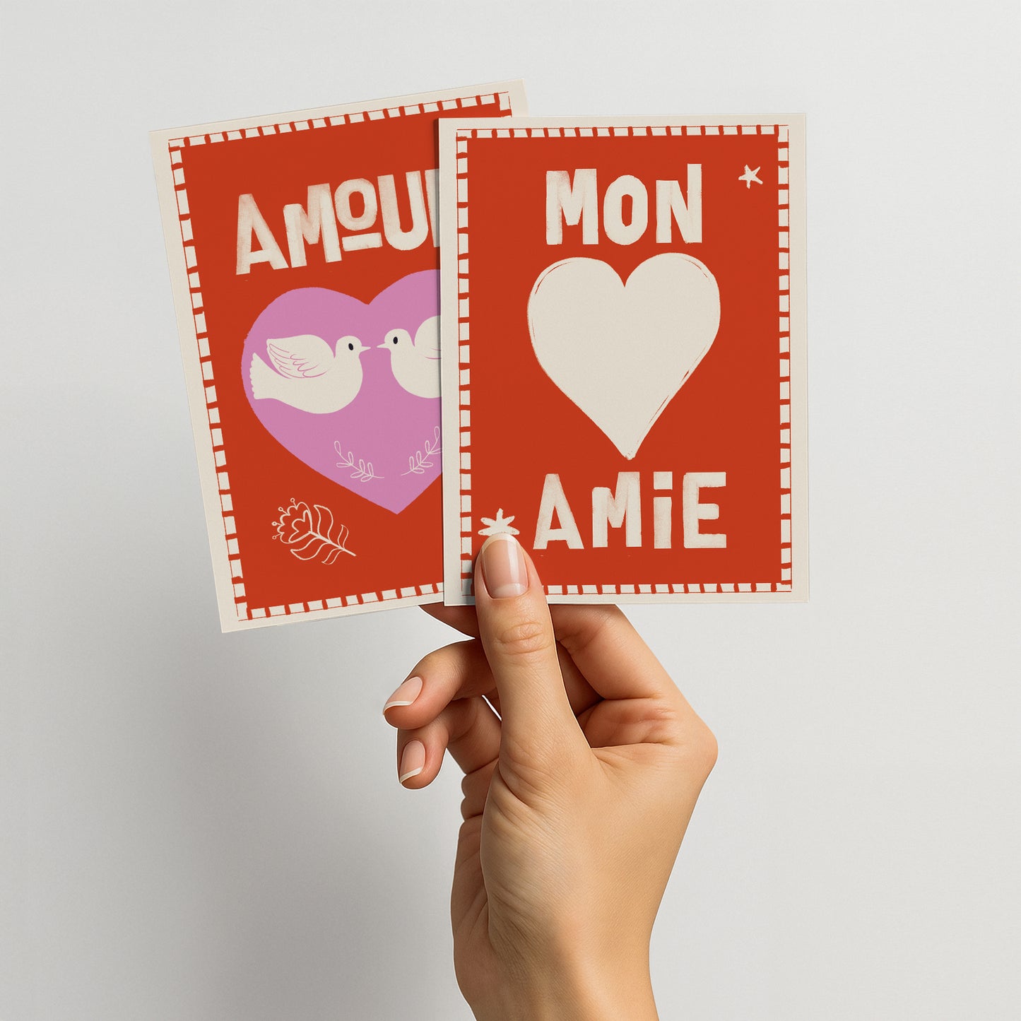 Mon Amie Red Heart Greetings Card