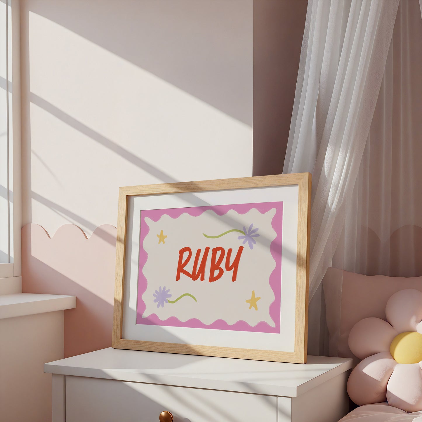 Custom Name Bright Colour Art Print | Unframed