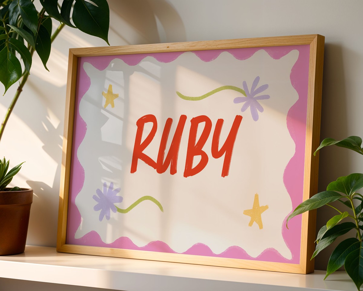 Custom Name Bright Colour Art Print | Unframed